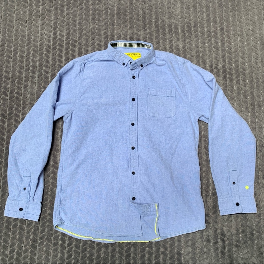 Descendant Of Thieves Shirt Mens Large Blue Long Sleeve Chambray Dres Ladro